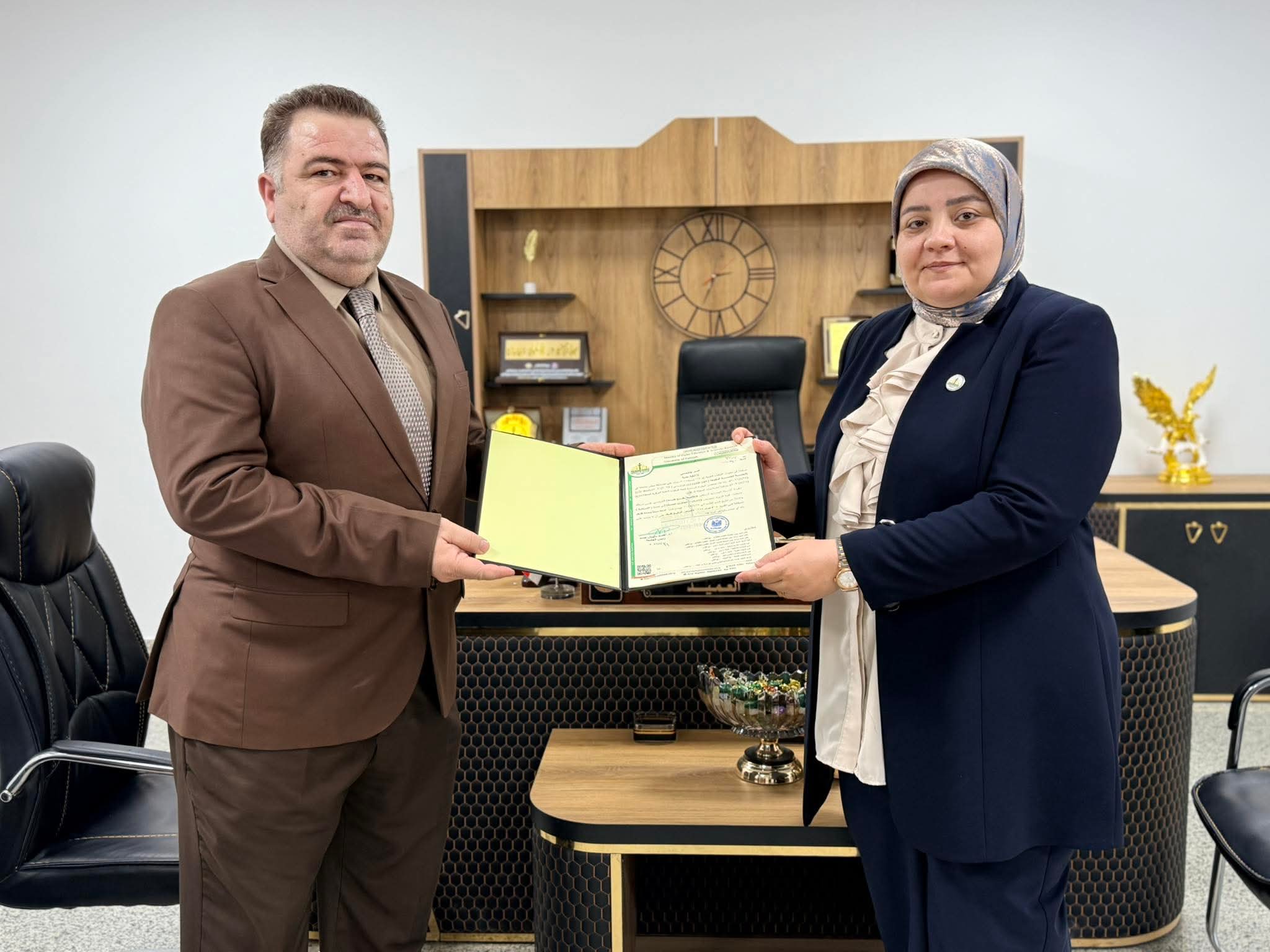 Dean of the College of Education Celebrates Professor Dr. Mohammed Rafeea Labed on Achieving the Rank of Full Professor